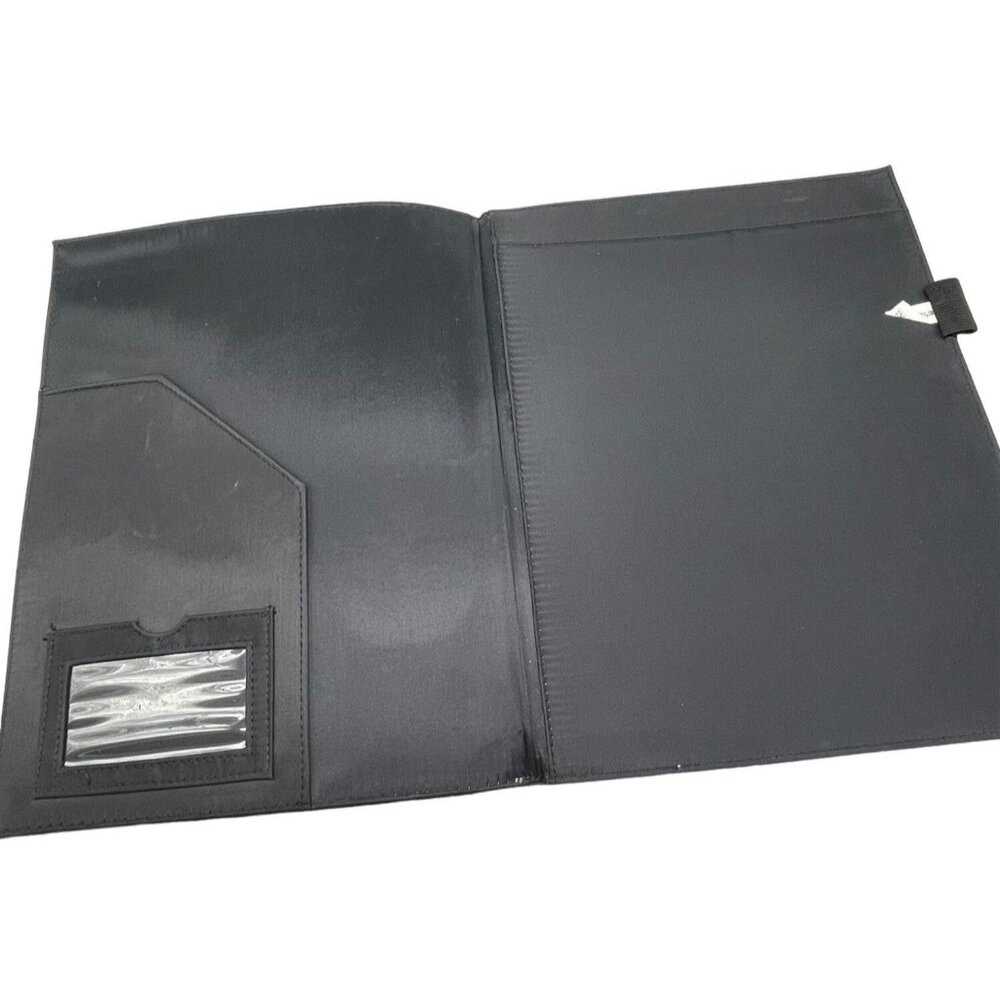 leather portfolio case notepad black 9x12" pencil card holder 2 pockets READ